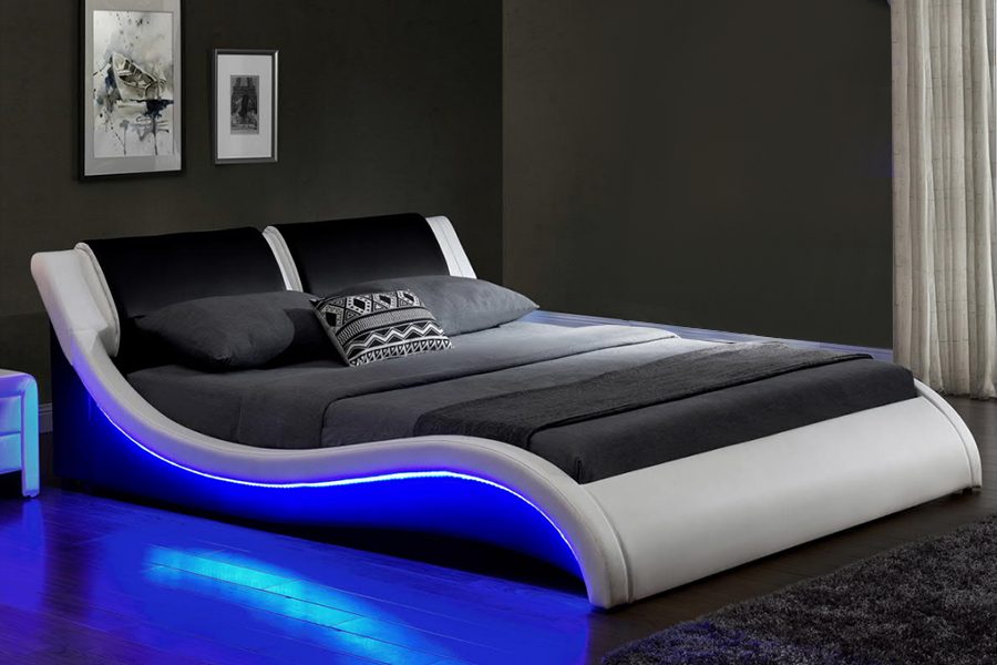 1178-1 LED-klädd futuristisk LED Wave Bed Ram