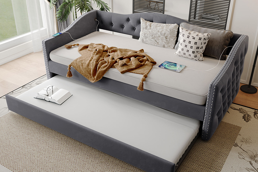 N17 Multifunktionell utdragbar säng Förvaringsfunktion Trundle Bäddsoffa