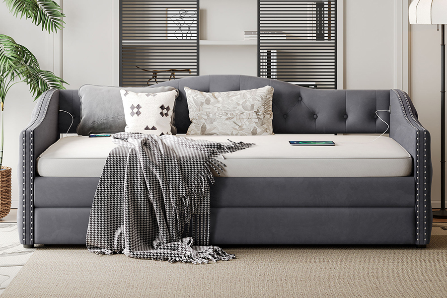 N17 Multifunktionell utdragbar säng Förvaringsfunktion Trundle Bäddsoffa