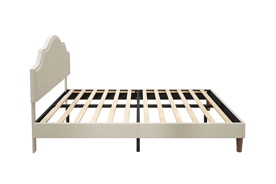 N21 hög kvalitet beige tyg Queen size stoppad säng