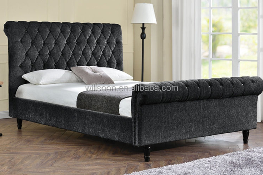 1153 Sammetstyg S-Shape Design stoppad säng