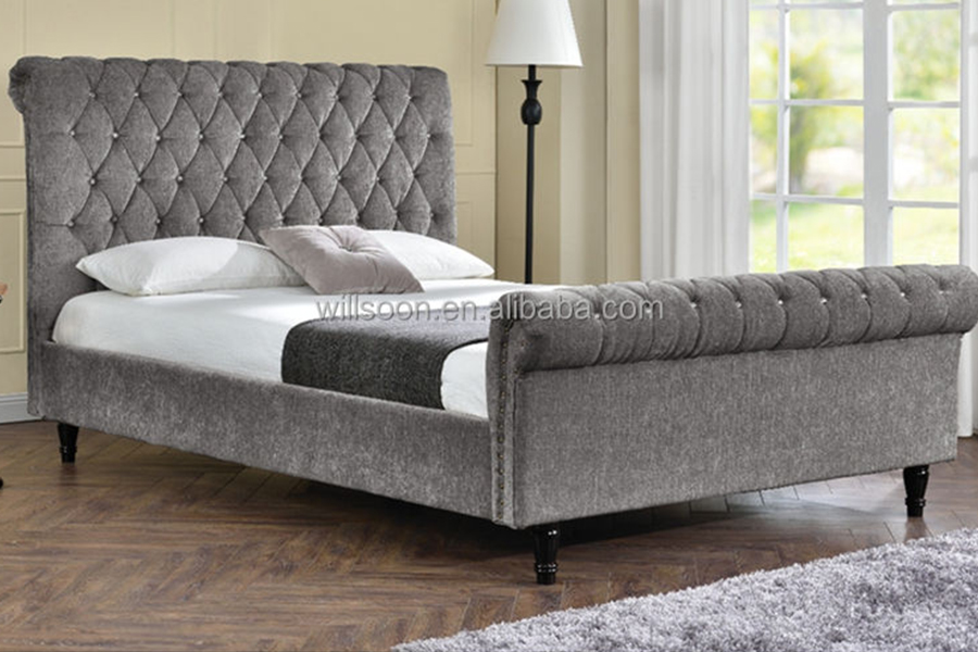 1153 Sammetstyg S-Shape Design stoppad säng