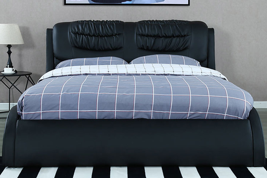 1441 Modern Minimalistisk Design Läder Säng Klädd Säng
