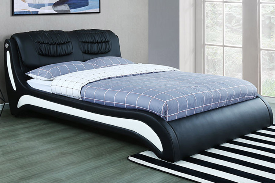 1441 Modern Minimalistisk Design Läder Säng Klädd Säng