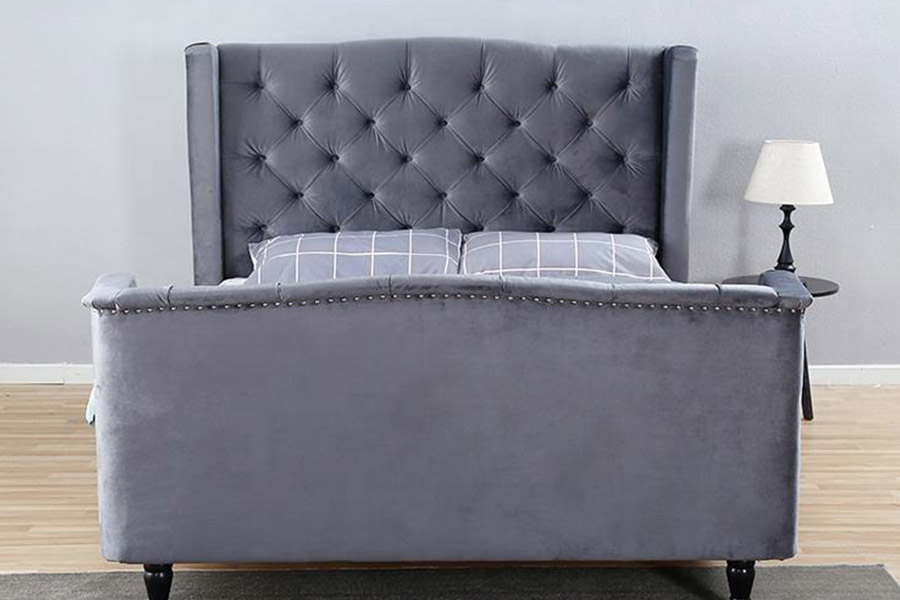 1399 Velvet Tyg Wingback Button Stoppad säng