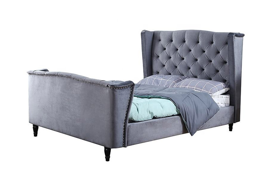1399 Velvet Tyg Wingback Button Stoppad säng