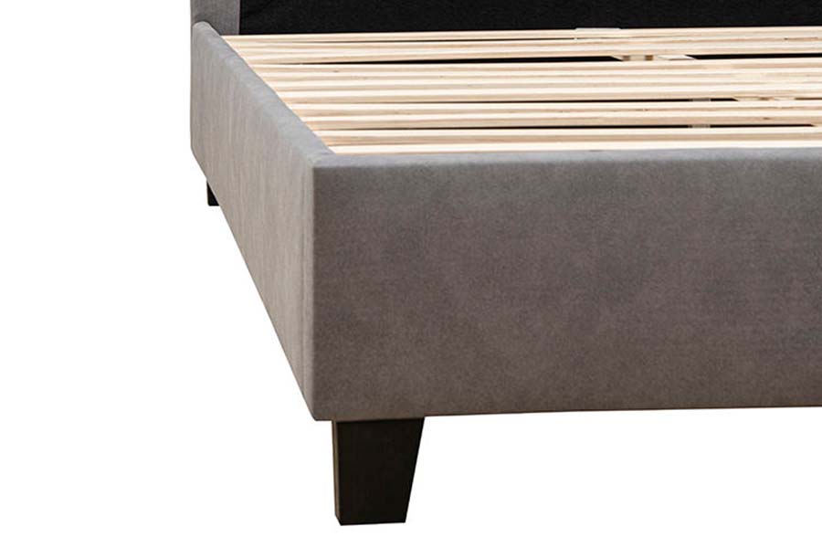 1618 Enkel Size Linne Solid Wood Velvet Upholstered Bed