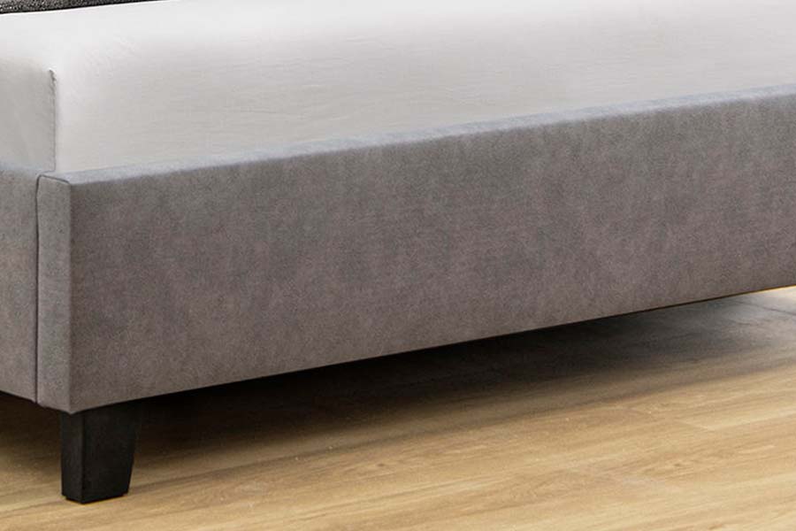 1618 Enkel Size Linne Solid Wood Velvet Upholstered Bed
