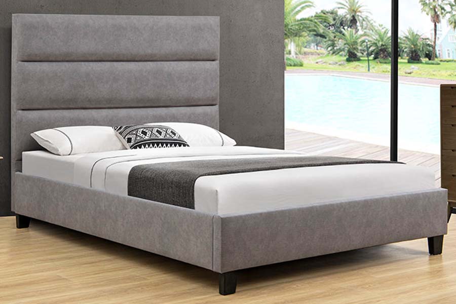 1618 Enkel Size Linne Solid Wood Velvet Upholstered Bed