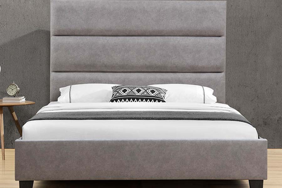 1618 Enkel Size Linne Solid Wood Velvet Upholstered Bed