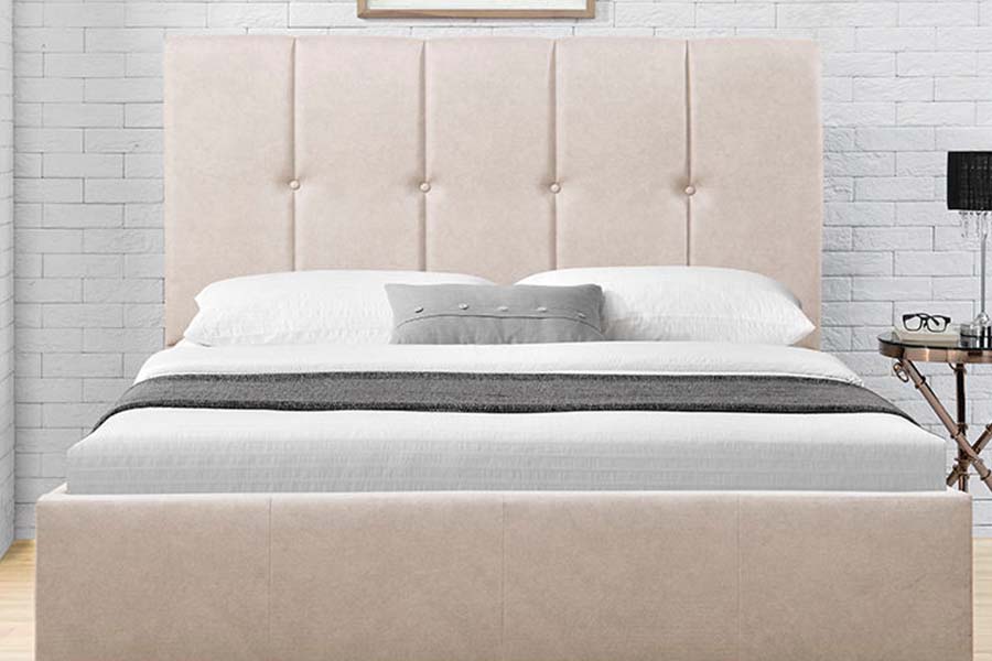 1616 King Size mjukt tyg säng Knapp Design stoppad säng
