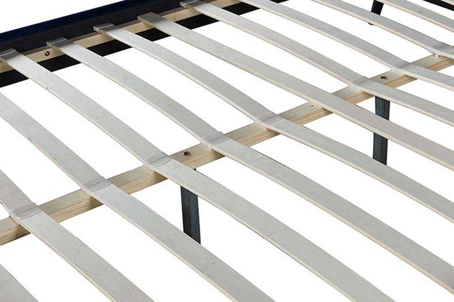 1494 Wooden Ben Queen Bed Blå mjuk sänggavel stoppad säng
