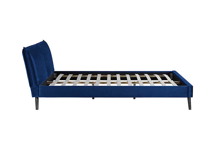 1494 Wooden Ben Queen Bed Blå mjuk sänggavel stoppad säng