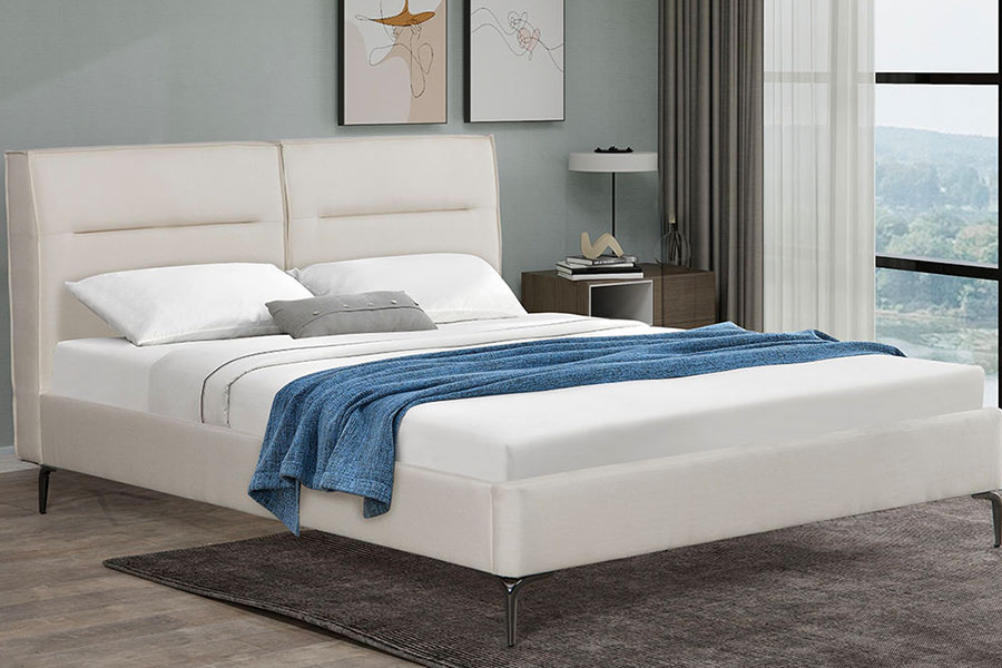 4266 Zip-sänggavel Linne Beige stoppad säng