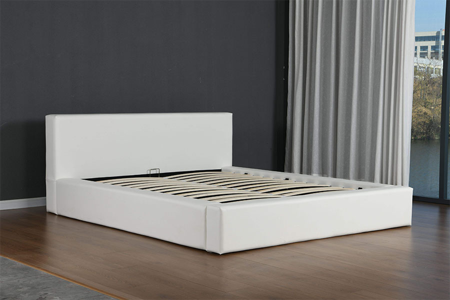 4246 Scandinavian Minimalist Faux Leather Storage Bed Ram