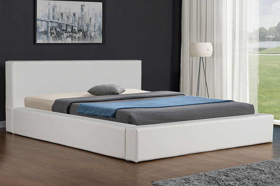 4246 Scandinavian Minimalist Faux Leather Storage Bed Ram