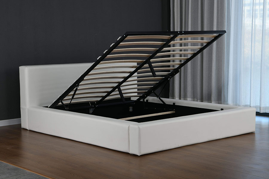4246 Scandinavian Minimalist Faux Leather Storage Bed Ram