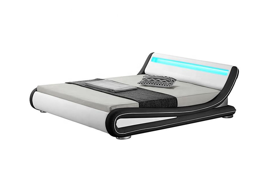 1137-1 Smart LED King Storage Läderstoppad sängram