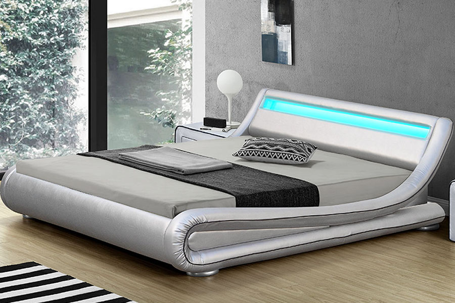 1137-1 Smart LED King Storage Läderstoppad sängram