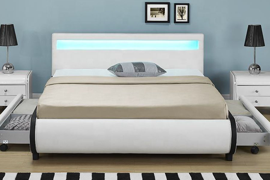 1135-1D LED förvaring stoppad låda PU läder säng