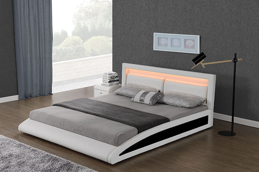 1118-1-2 Böjd europeisk konstläder Smart LED-sängram
