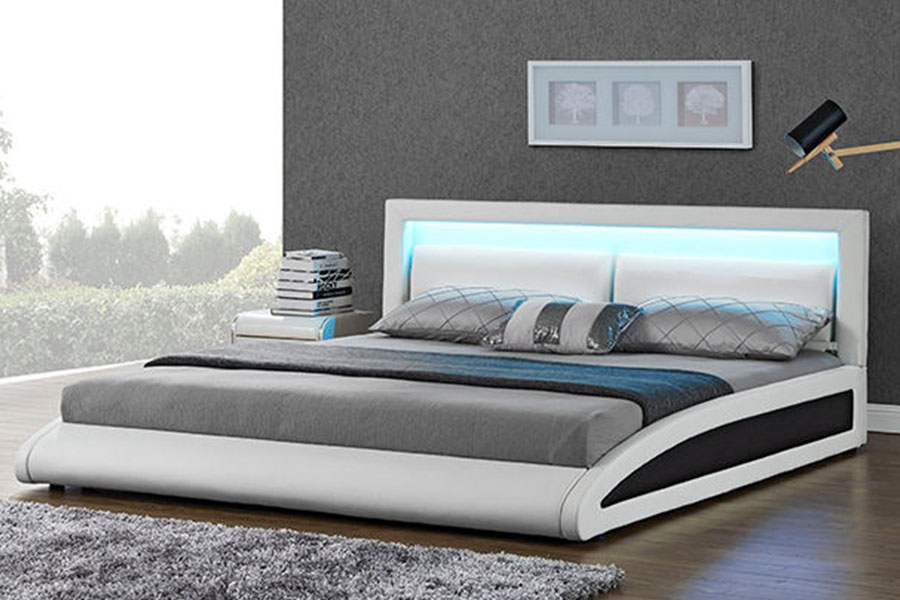1118-1-2 Böjd europeisk konstläder Smart LED-sängram