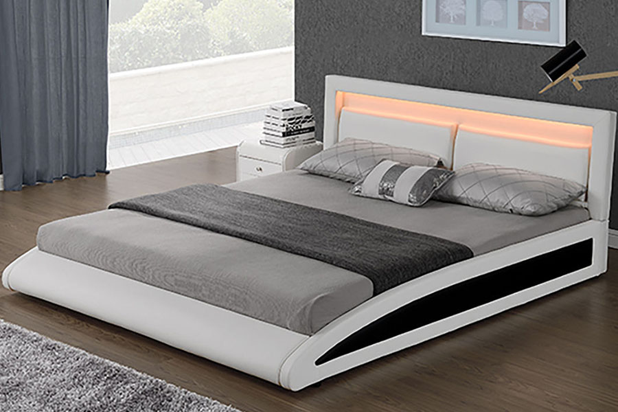 1118-1-2 Böjd europeisk konstläder Smart LED-sängram