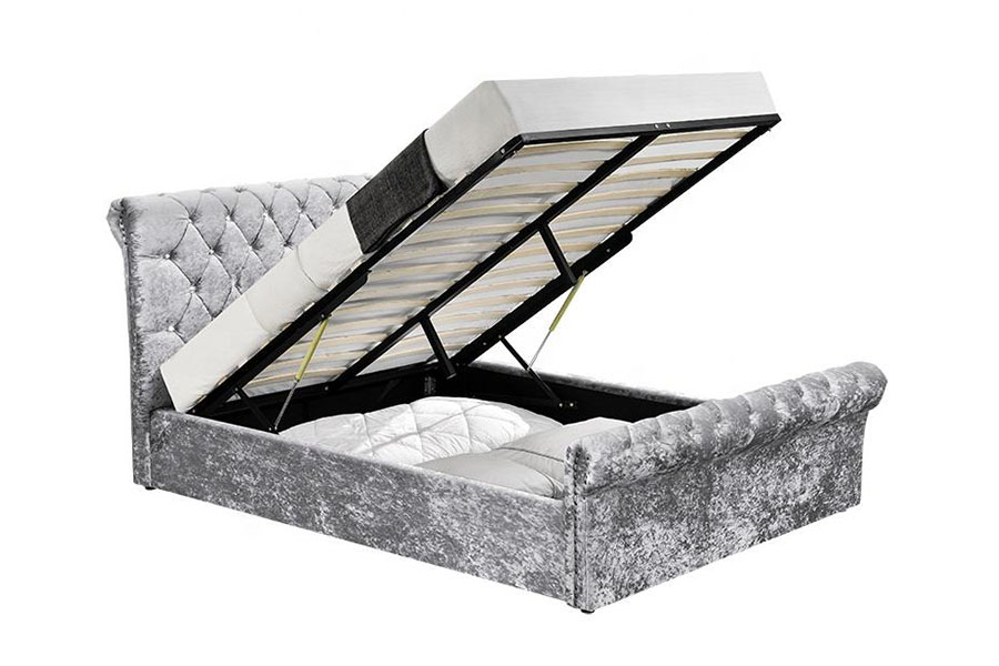 1153G Chesterfield Crushed Velvet Crystal Ottomansk förvaringssäng