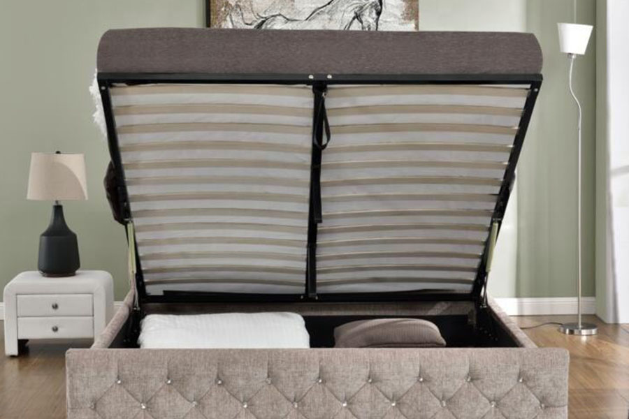 1151G Luxury Velvet Lift King Storage Tuftad sängram