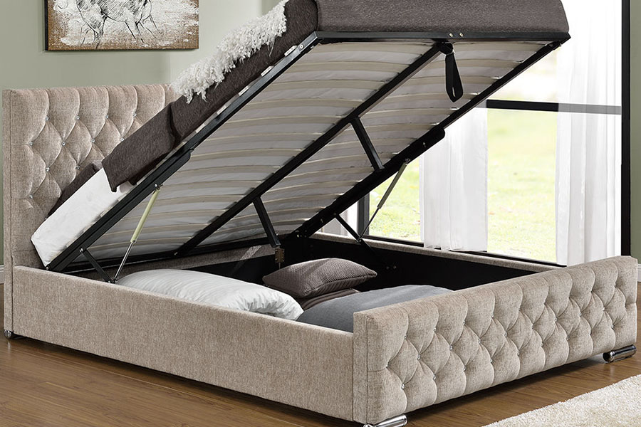 1151G Luxury Velvet Lift King Storage Tuftad sängram