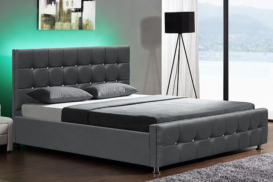 1149-1G Modern Chenille Velvet LED Gaslift Förvaringssäng