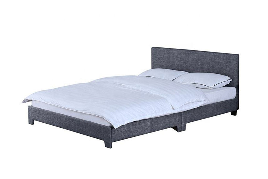 1142-2 American Style Linne Tyg Trä Queen Bed Ram