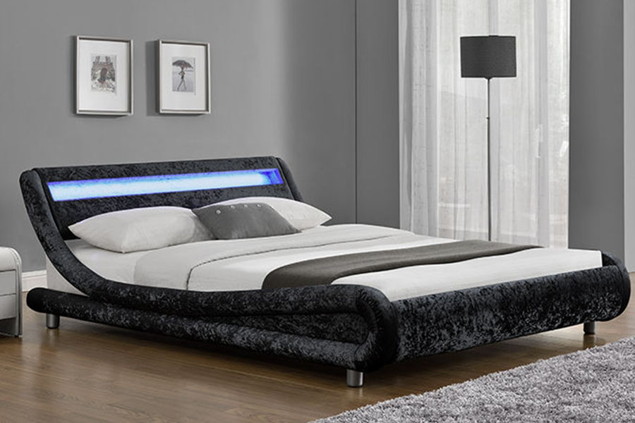 1140-1 syntetiskt läder Dual-Tone LED stoppad sängram