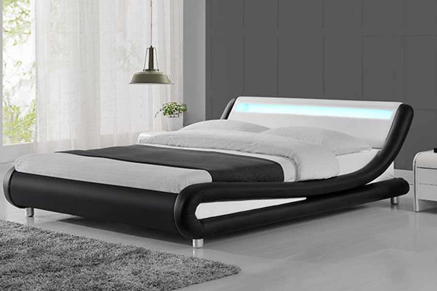 1140-1 syntetiskt läder Dual-Tone LED stoppad sängram