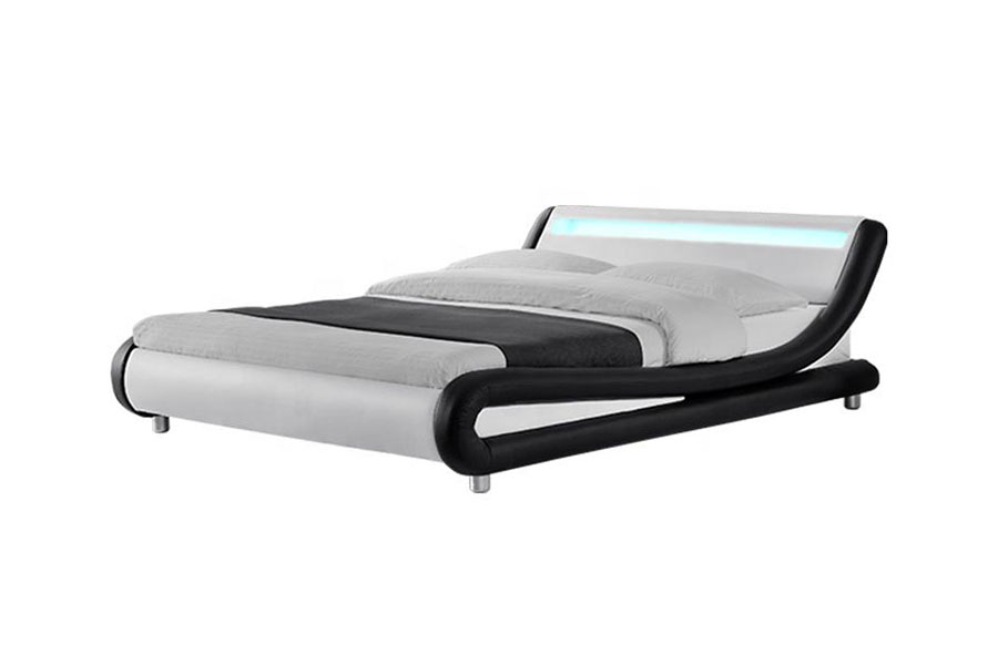 1140-1 syntetiskt läder Dual-Tone LED stoppad sängram
