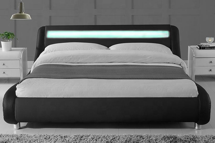 1140-1 syntetiskt läder Dual-Tone LED stoppad sängram
