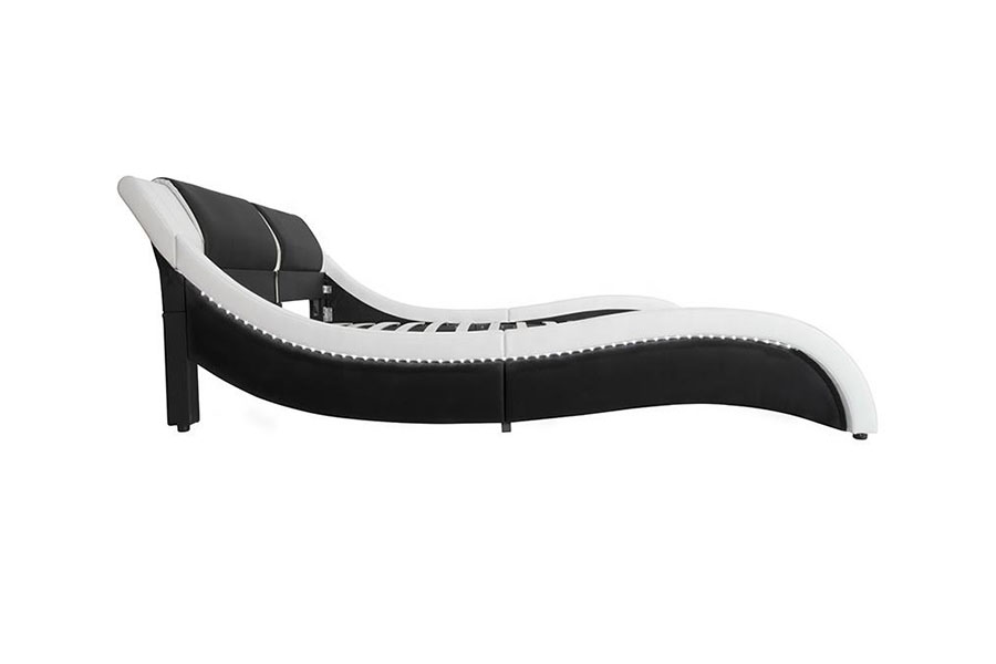 1178-1 Wave-liknande LED-ram läder Queen King stoppad säng