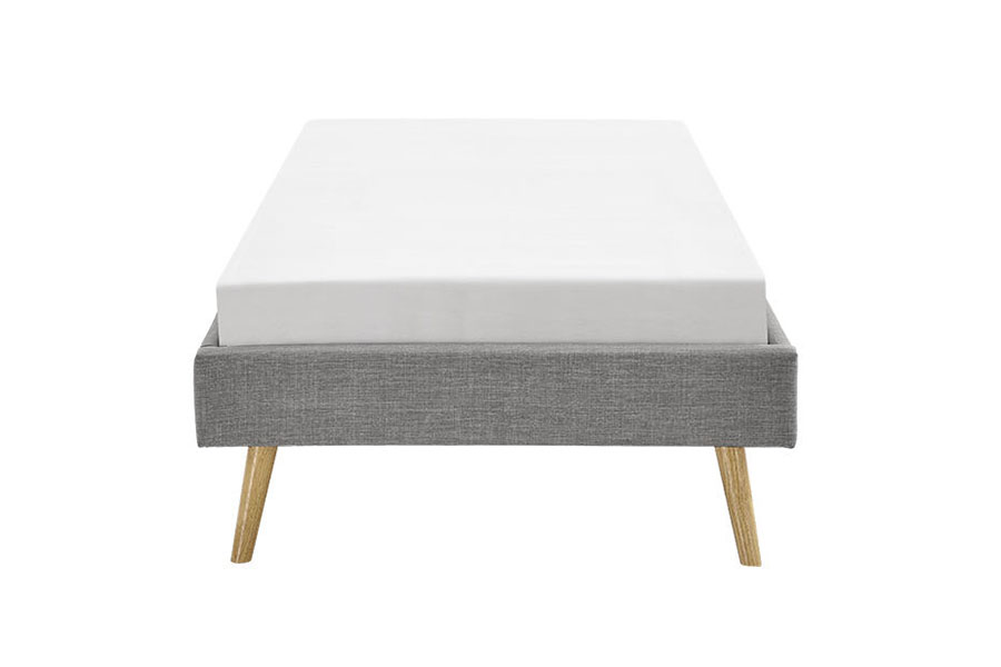1159C Skandinavisk Plywood Panel Linne Trä Fötter Säng
