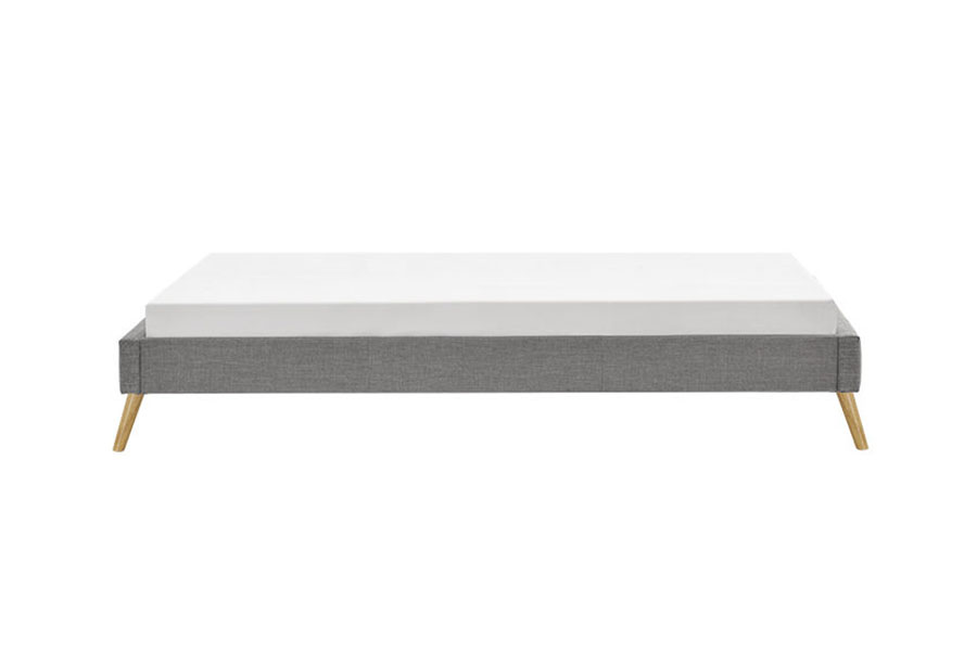 1159C Skandinavisk Plywood Panel Linne Trä Fötter Säng
