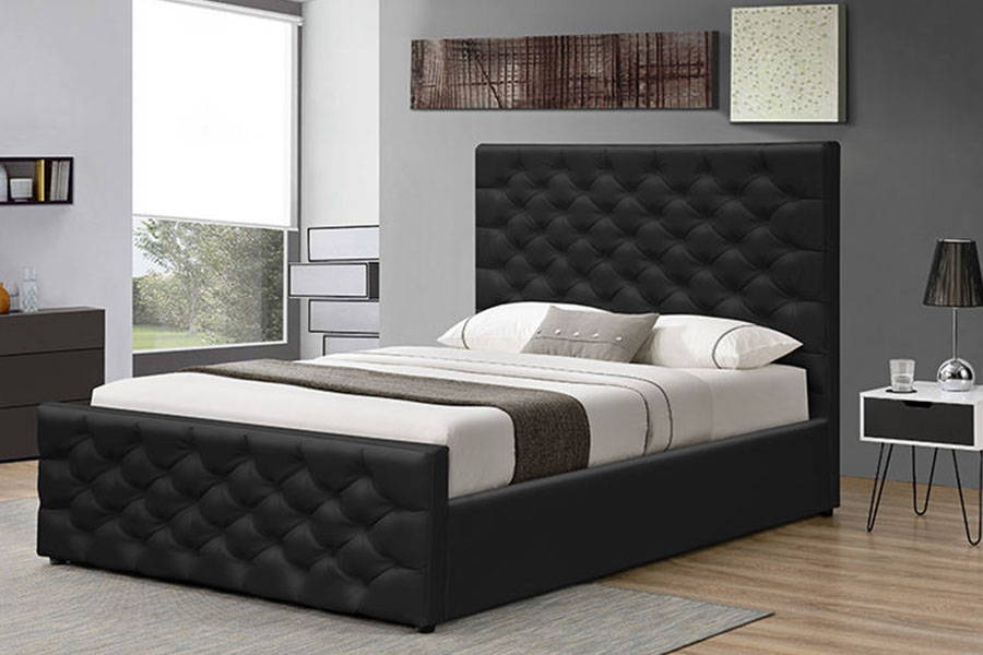 1208G Chesterfield Chenille-Velvet Sleigh Ottoman Storage Bed Ram