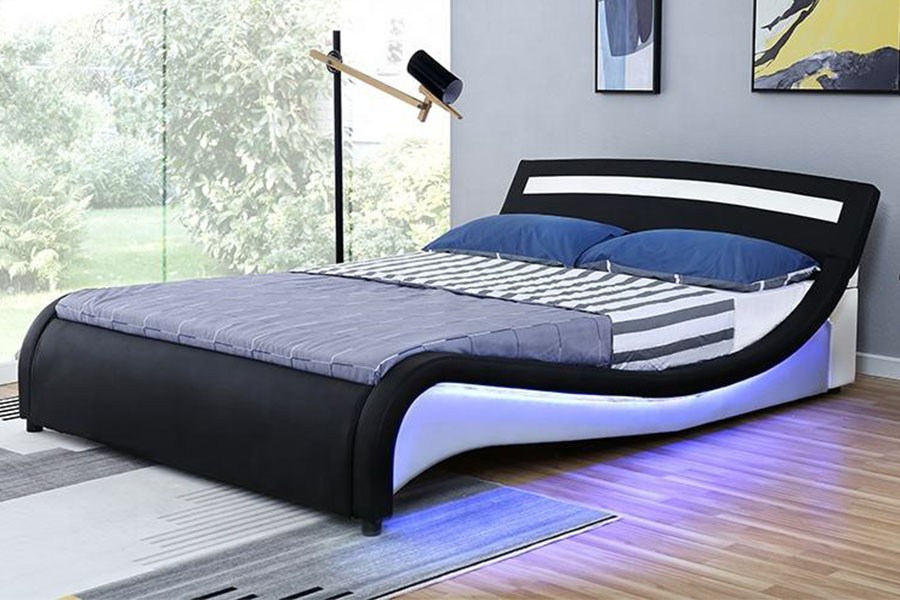 1188-1-2B Modern PU-läder LED stoppad sängram