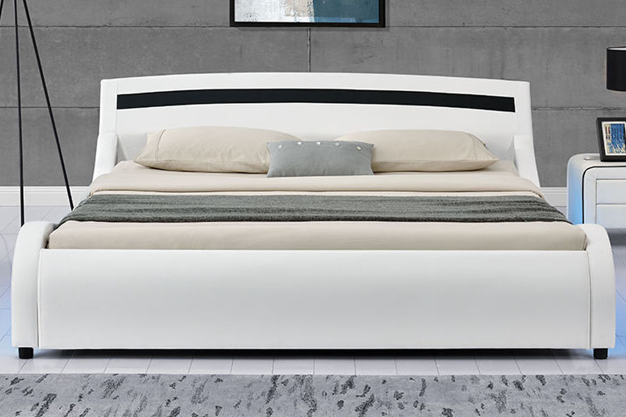 1188-1-2B Modern PU-läder LED stoppad sängram