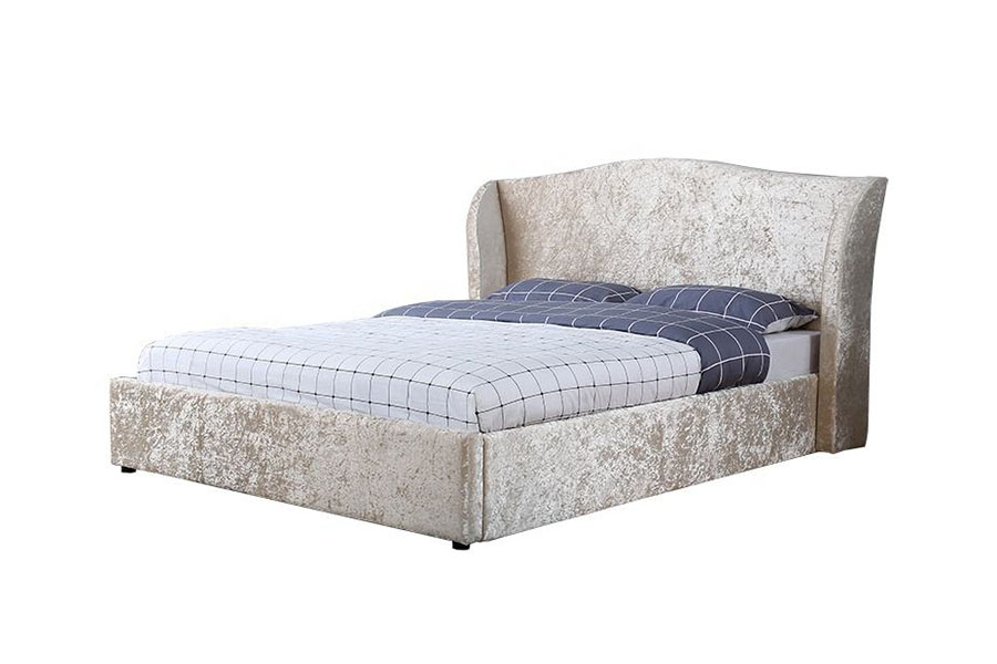 1320G Champagne-Samet Oyster-finish Ottomansk stoppad förvaringssängram
