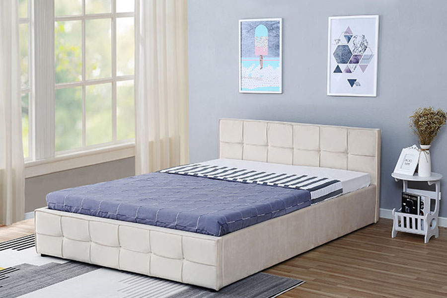 1295G panel-sänggavel tyg Queen stoppad ottomansk förvaringssäng ram