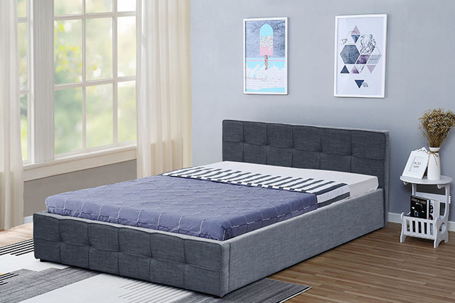 1295G panel-sänggavel tyg Queen stoppad ottomansk förvaringssäng ram