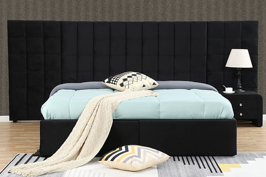 1344DG Tufted Button King Läder Gas-Lift Låda Förvaringssäng Ram