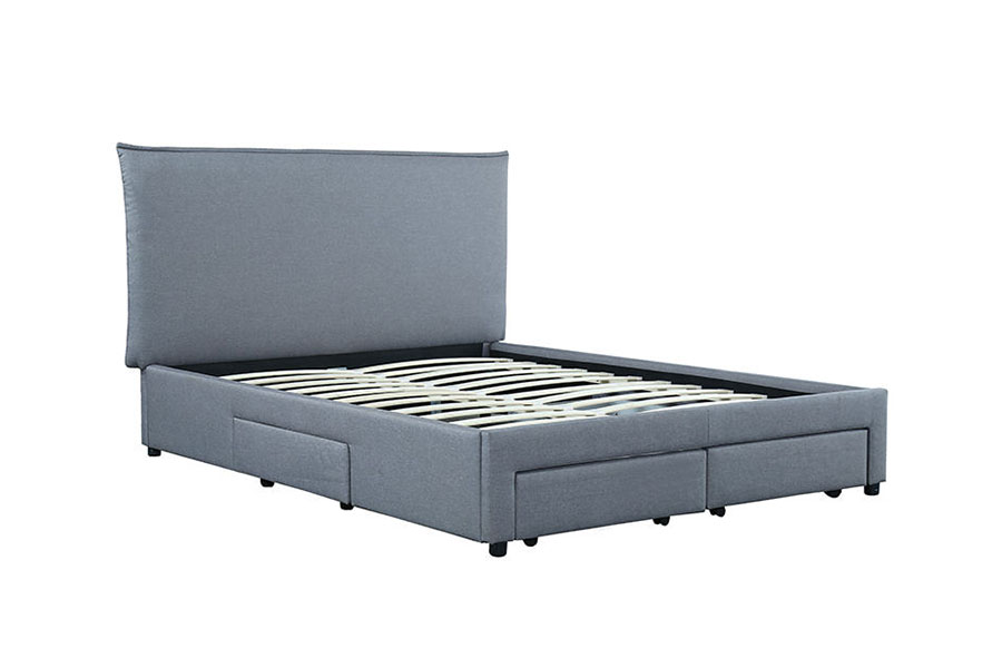 1243D No-Spring PU-läder lådor-base Queen Storage Bed Ram