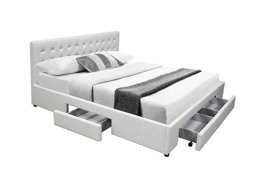 1243D No-Spring PU-läder lådor-base Queen Storage Bed Ram