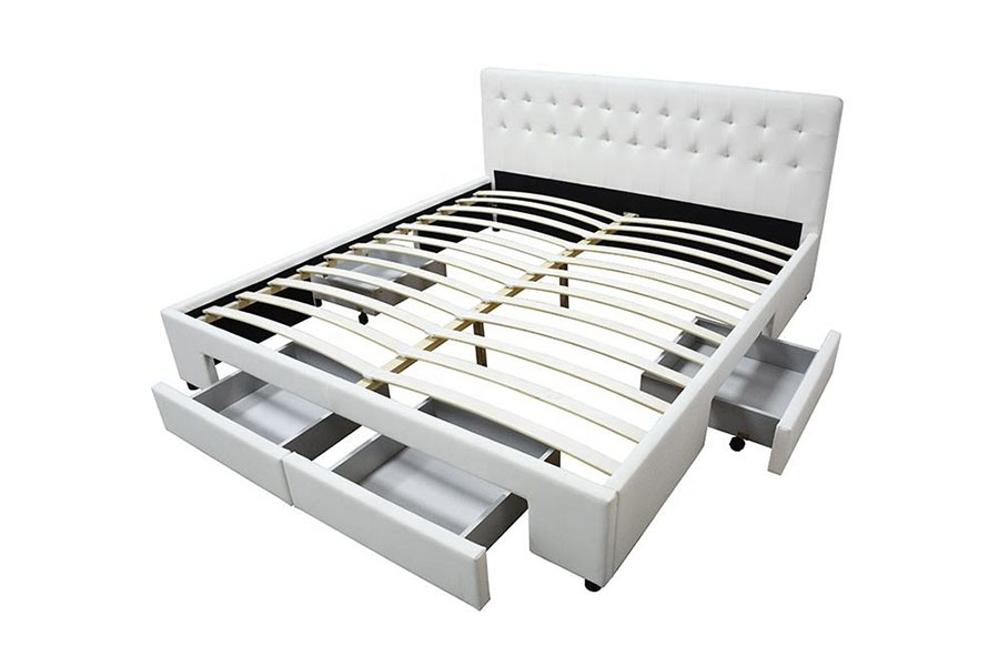 1243D No-Spring PU-läder lådor-base Queen Storage Bed Ram