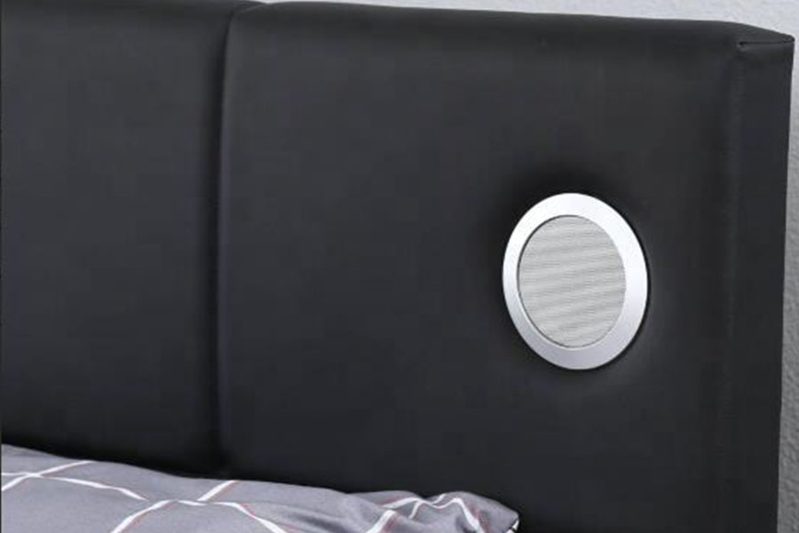 1239-1GS PU-läder LED musikhögtalare Gaslift förvaringssäng